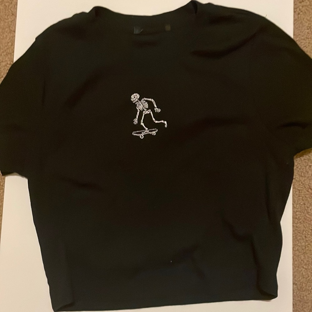 No Tag Skeleton Skateboard Crop Top